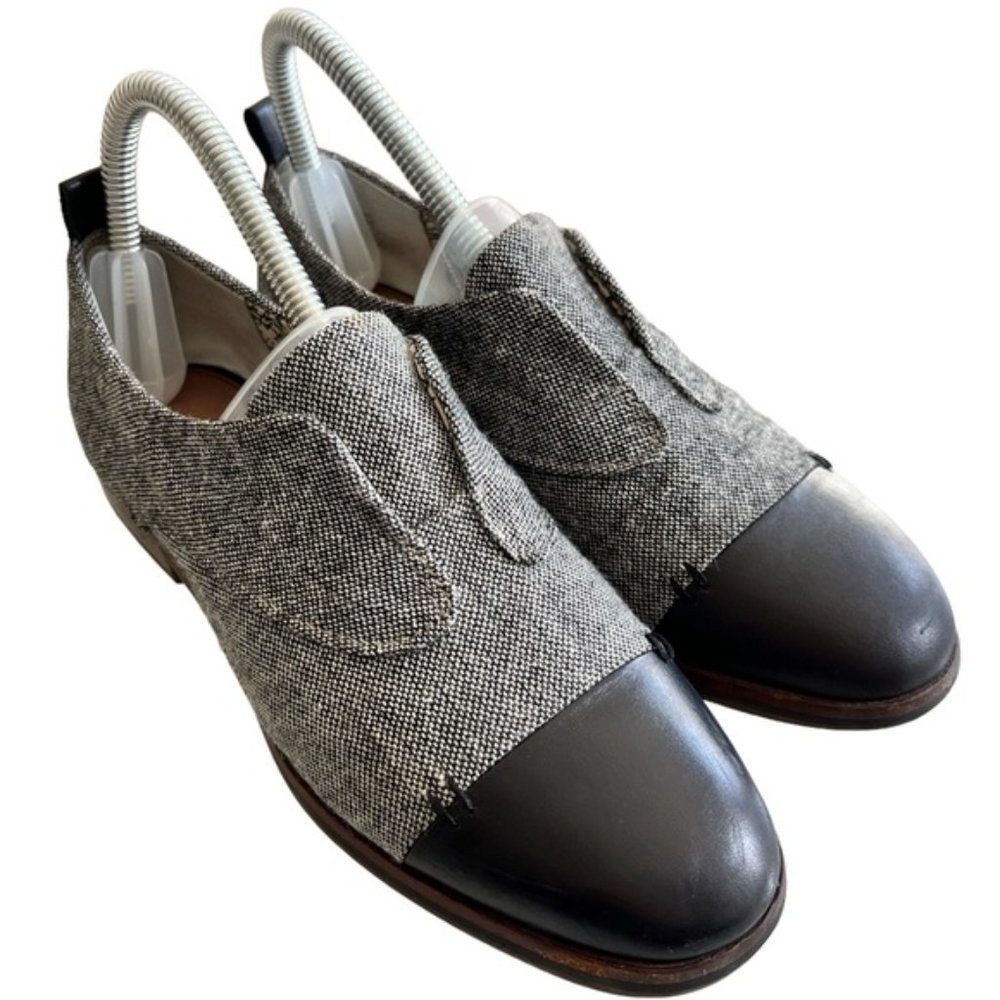 Ed Ellen Degeneres Lewa Oxford Shoe Gray Sz 6 Leather Canvas